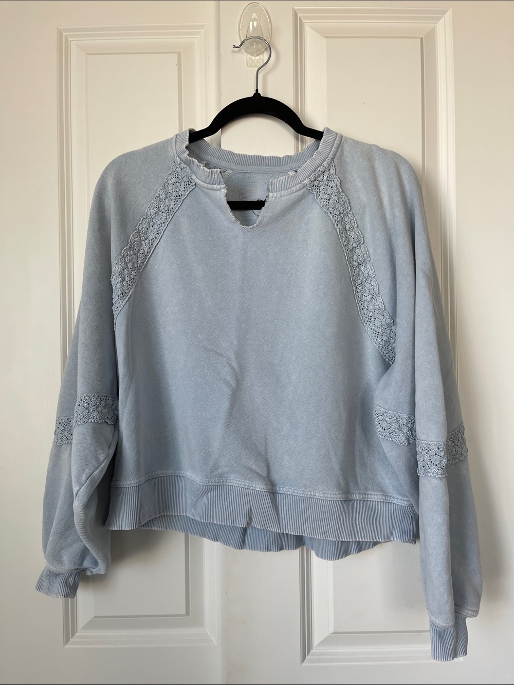 Aerie Hey Crochet White Boho Crewneck Sweatshirt Size X-Small oversized - Picture 3 of 8